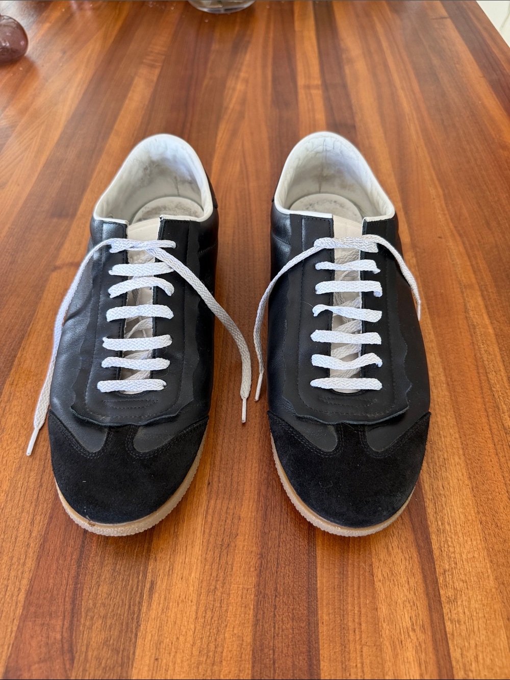 Maison Martin Margiela Black and White Low-Top Leather Sneakers